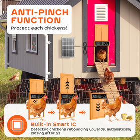 AsFrost anti-pinch feature protects birds during door passage.