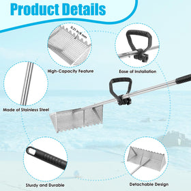 AshKiz Sand Flea Rake with three-section handle designed for compact storage.