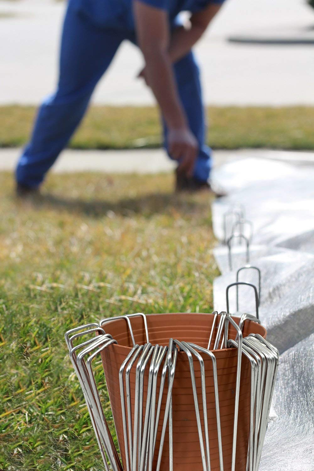 AshmanOnline landscape fabric staple keeps weed barriers firmly in place.