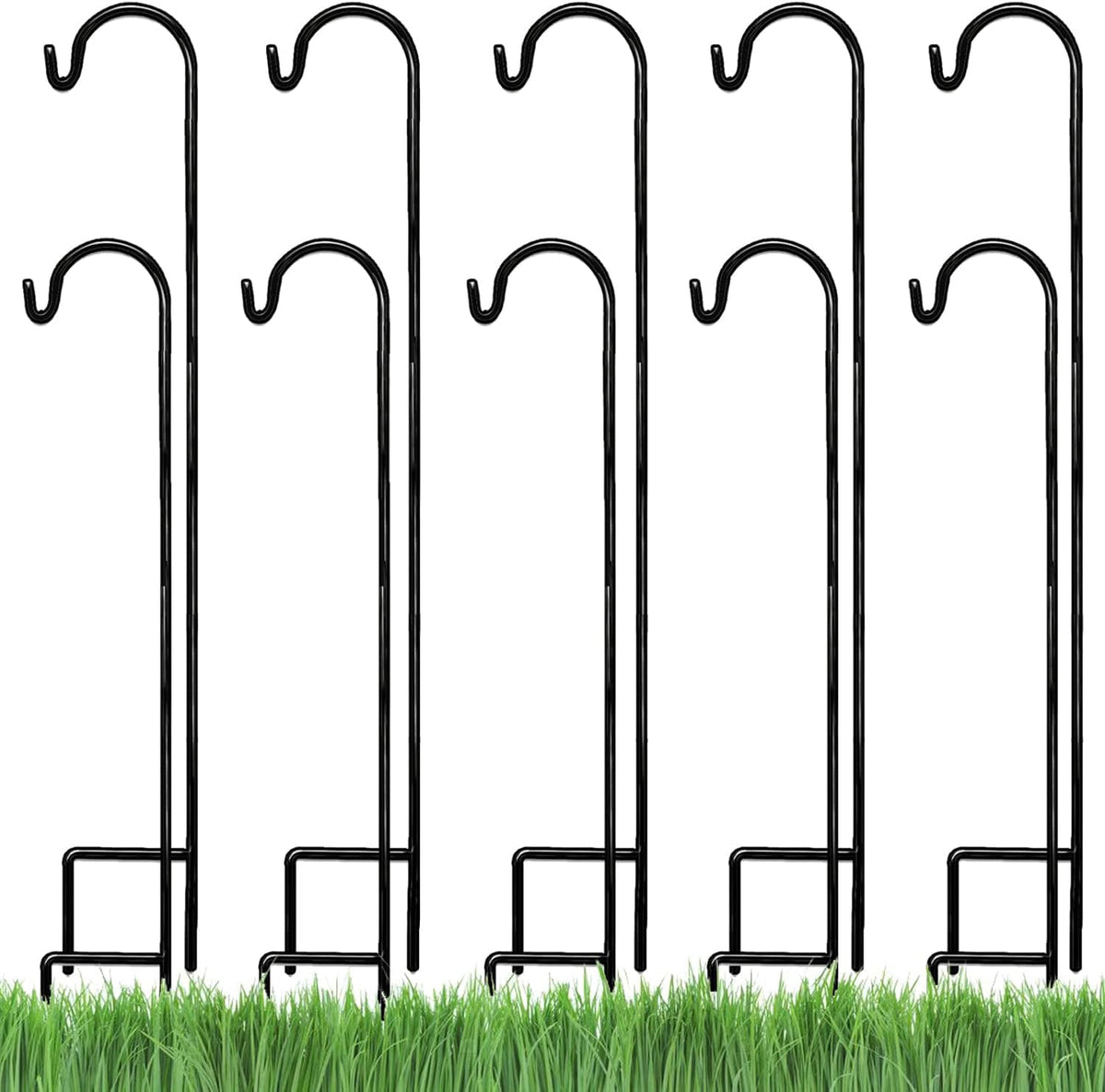 AshmanOnline Shepherds Hook in black, 35-inch tall, ideal for outdoor lighting and garden decor.