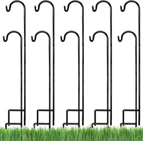 AshmanOnline Shepherds Hook in black, 35-inch tall, ideal for outdoor lighting and garden decor.