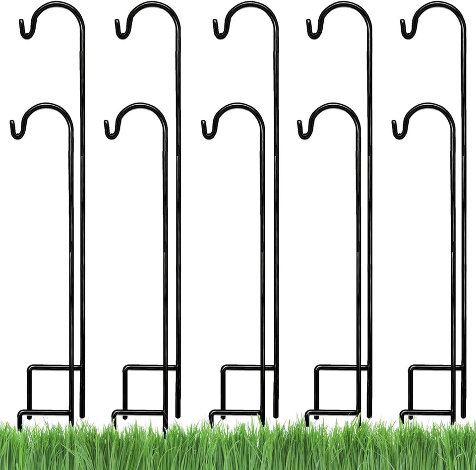 AshmanOnline Shepherds Hook in black, 35-inch tall, ideal for outdoor lighting and garden decor.