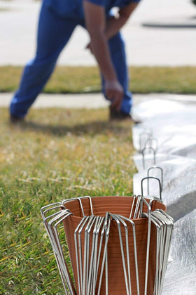 AshmanOnline zinc-coated stakes provide outdoor corrosion protection.