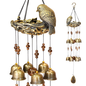 Askhald Bird Nest Wind Chimes in bronze for outdoor ambiance and gentle garden sound.