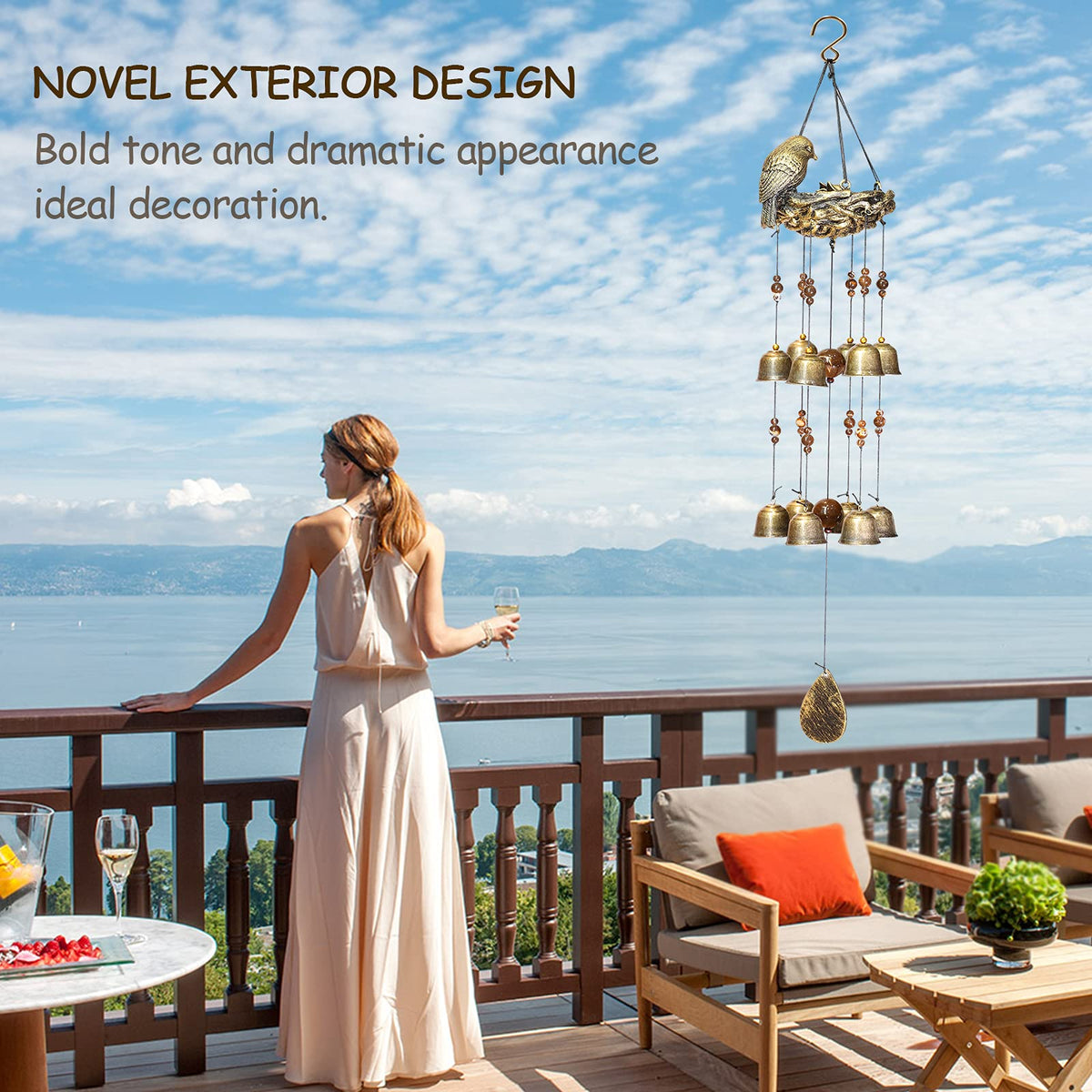 Askhald Bronze resin nest design highlights nature-inspired decoration for patios.
