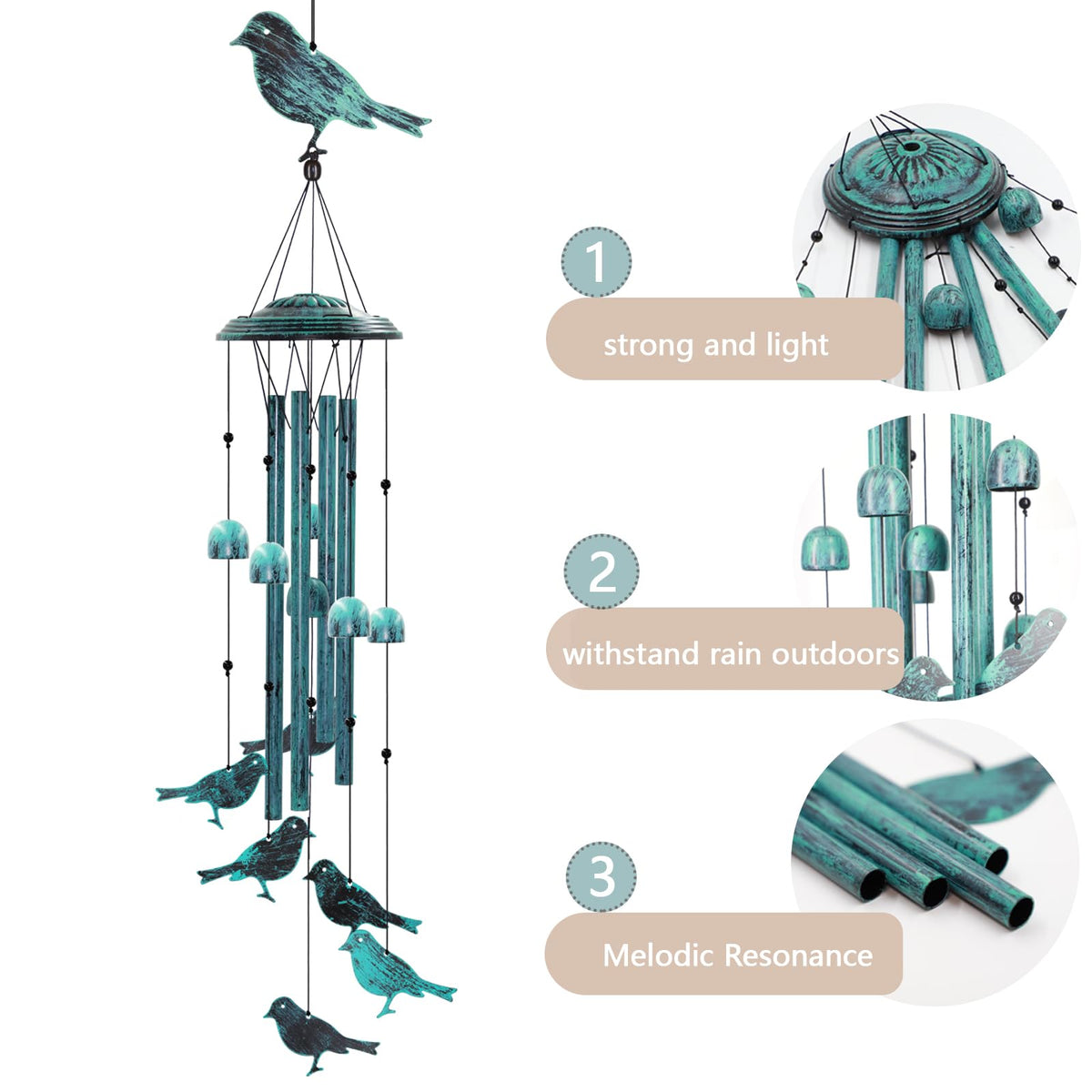 Askhald lifelike bird silhouettes enhance visual appeal, with ambient breeze music.