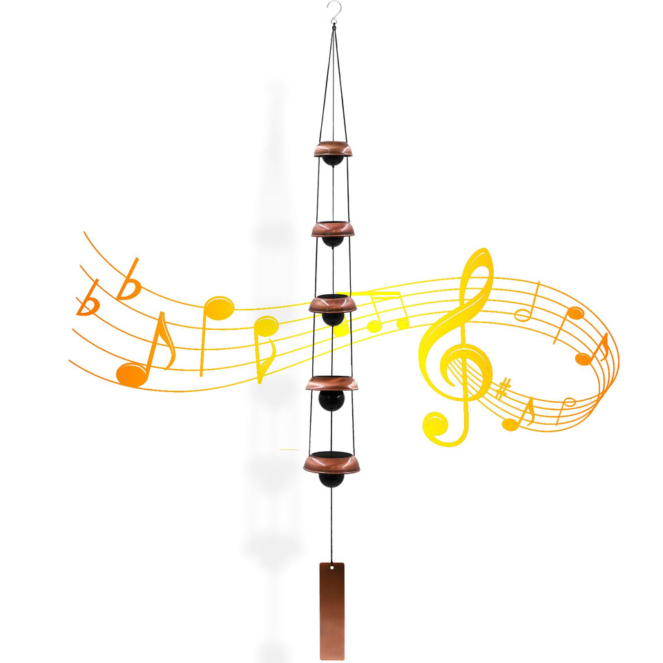 Askhald wind chimes with five copper bells create soothing outdoor ambience