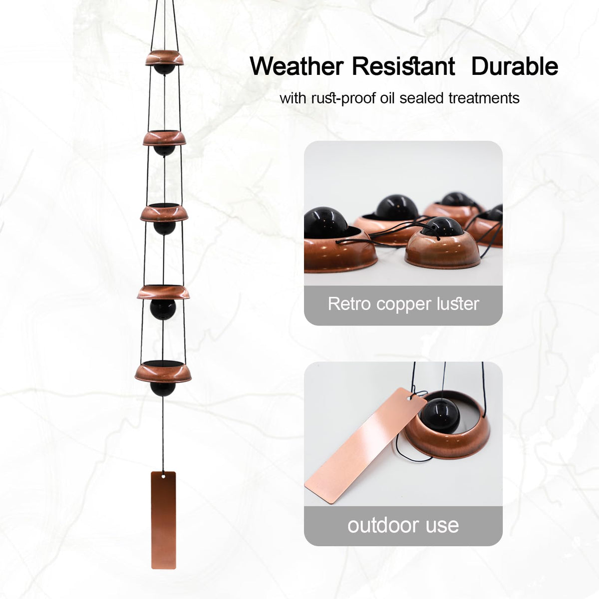 Askhald outdoor wind chimes hung in a garden add elegant, durable décor