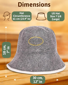 ASKOLD sauna hat gray close-up wool texture emphasizes natural insulation.