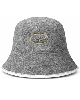 ASKOLD sauna hat gray front view protects hair and enhances comfort.