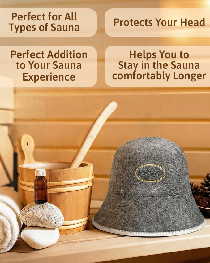 ASKOLD sauna hat gray inner texture close-up shows wool thickness for insulation.