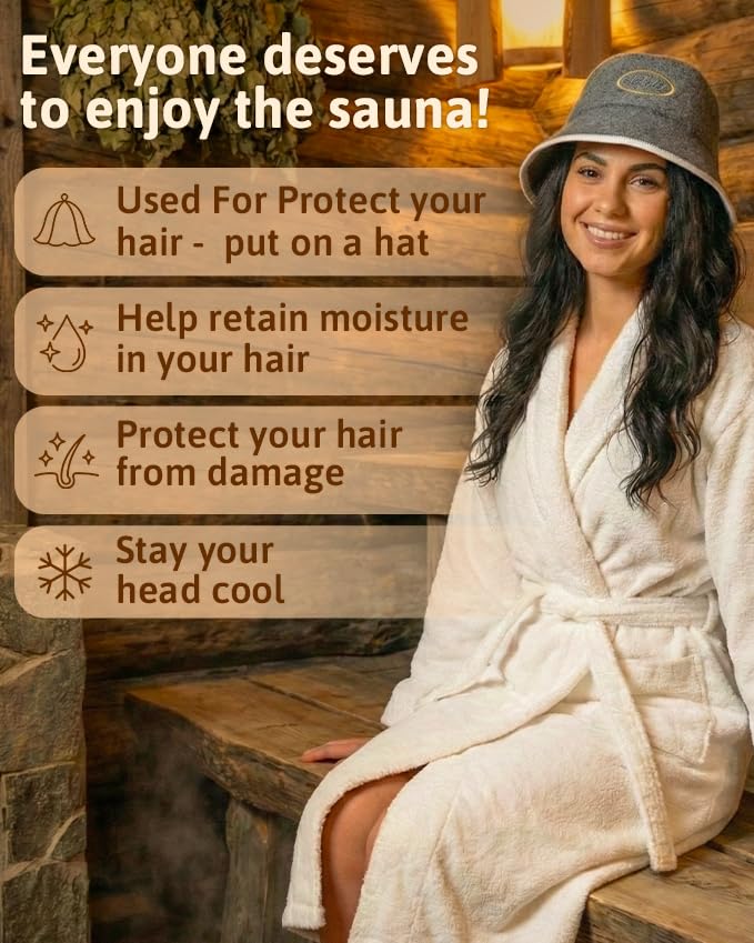 ASKOLD sauna hat gray moisture effect demonstrates light cooling when soaked.