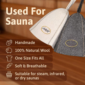 ASKOLD wool sauna hat grey keeps head cooler in sauna.