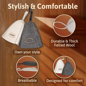 ASKOLD two-pack wool sauna hats stylish felt for banya.