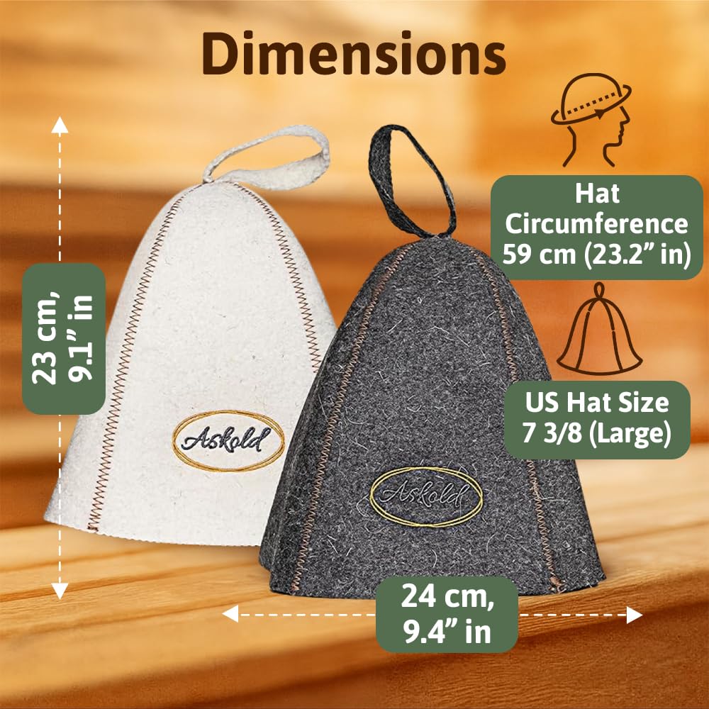 ASKOLD wool sauna hat for men and women universal fit.