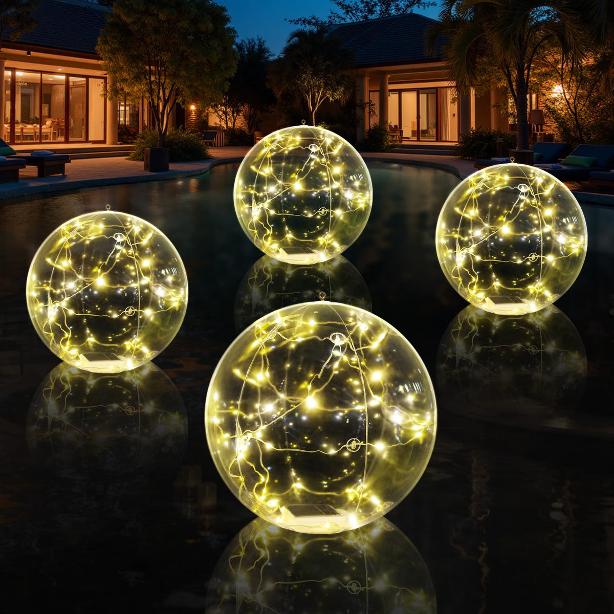 Askyli 15-inch solar floating pool ball glows on water for cozy evenings.