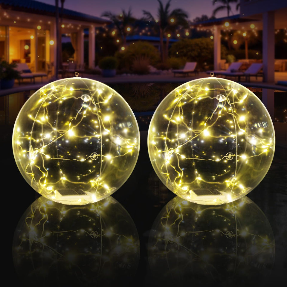 Askyli 15-inch floating pool light glows warm white for inviting evening swims.