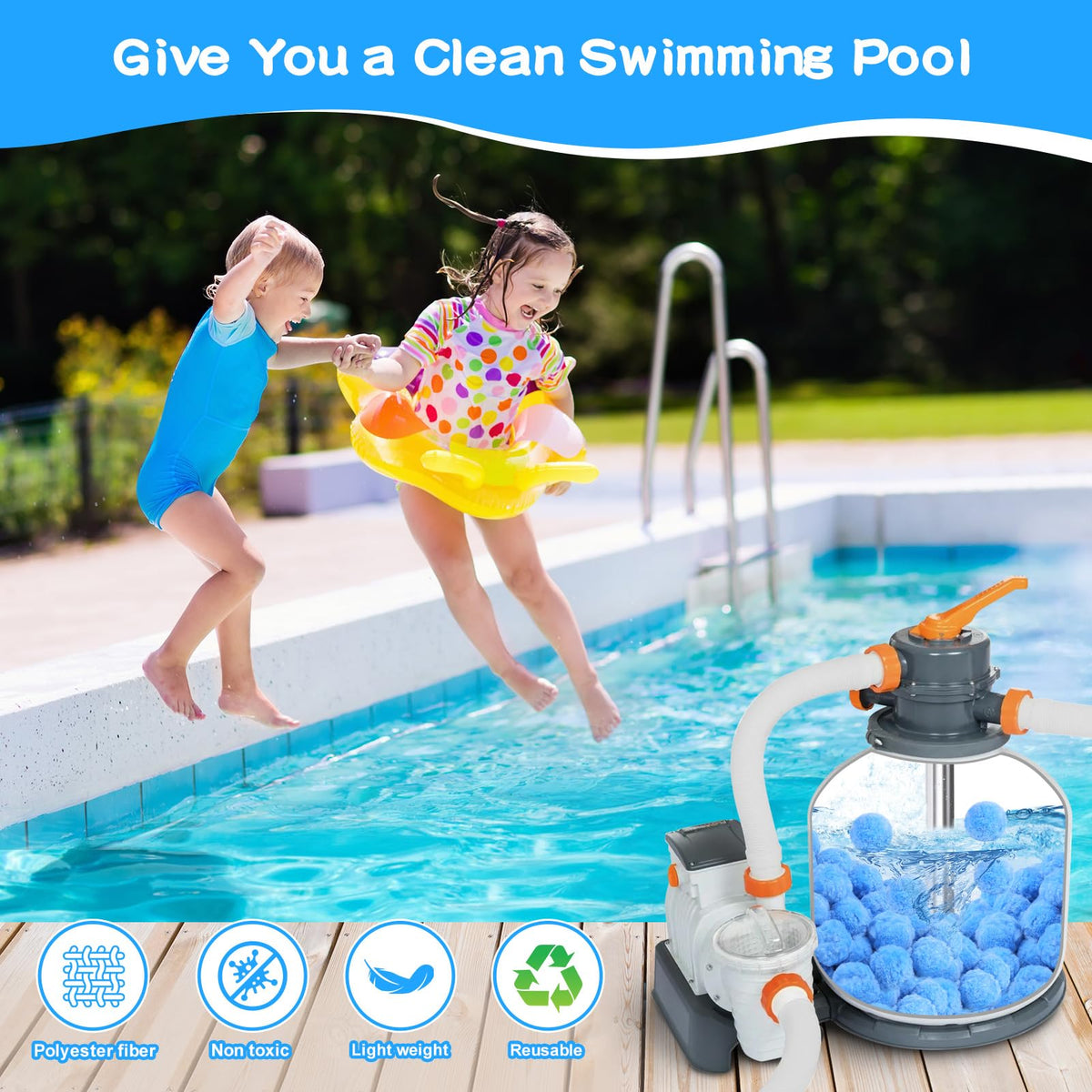 Askyli reusable pool filter balls are machine-washable for easy maintenance