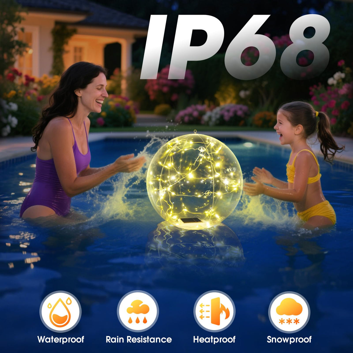 Askyli weighted-base pool light provides stable float for pools and hot tubs.