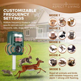 Aspect Living Solar Ultrasonic Repellent IP65 weatherproof housing for all seasons
