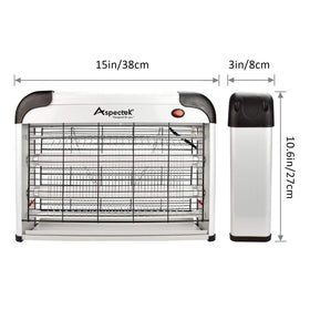 Aspectek 20W bug zapper in-use image on countertop for quick setup.