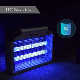 Aspectek 20W bug zapper installation-hang image showing chain hooks for wall or ceiling placement.