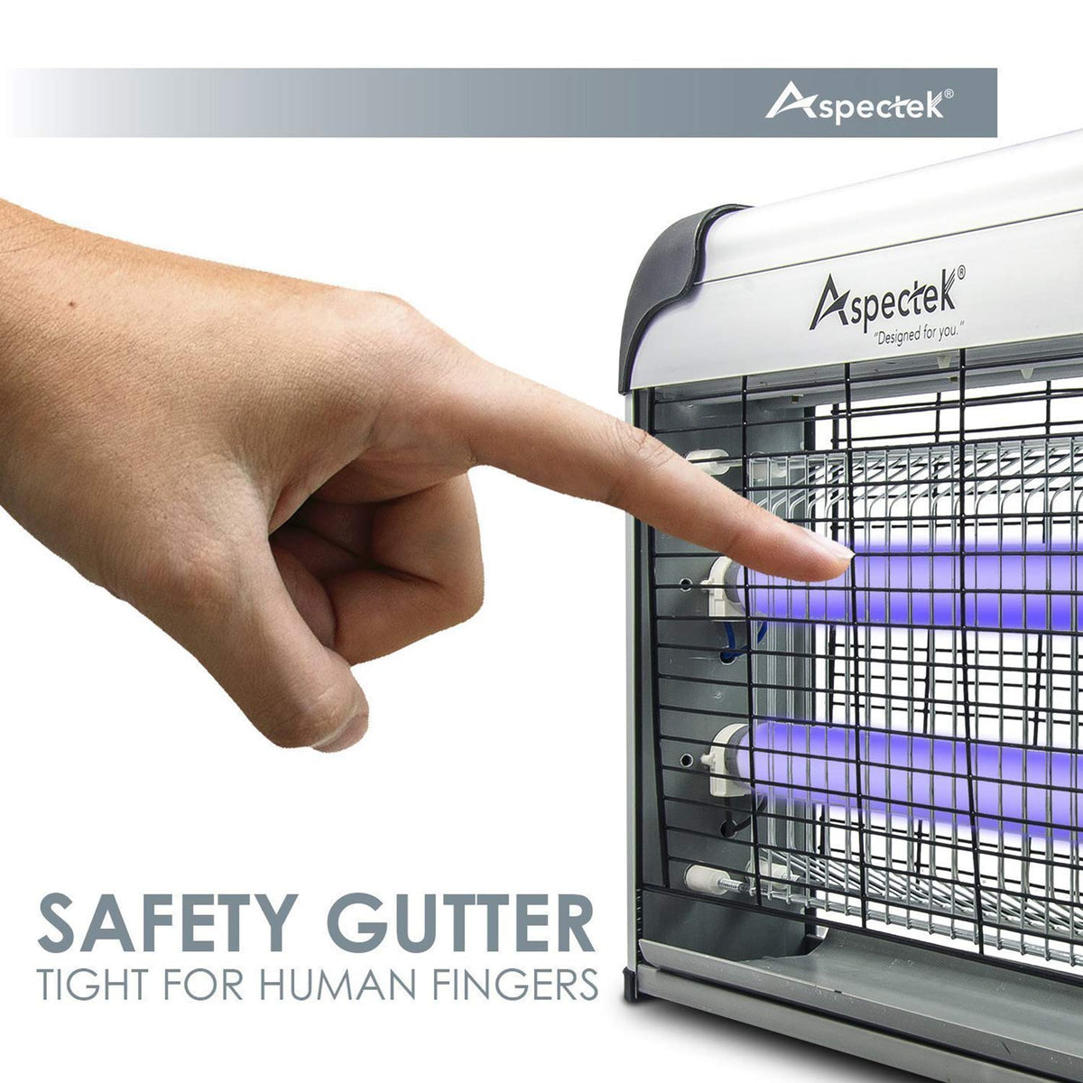 Aspectek 20W bug zapper mesh close-up showing safety grid for family use.