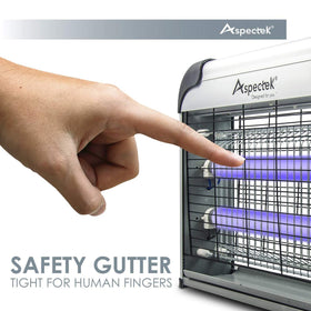 Aspectek 20W bug zapper mesh close-up showing safety grid for family use.