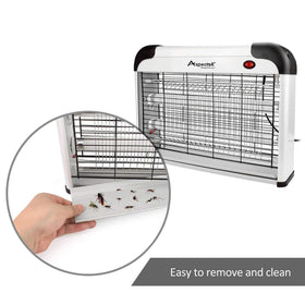 Aspectek 20W bug zapper detailed UV light close-up highlighting dual lamps.