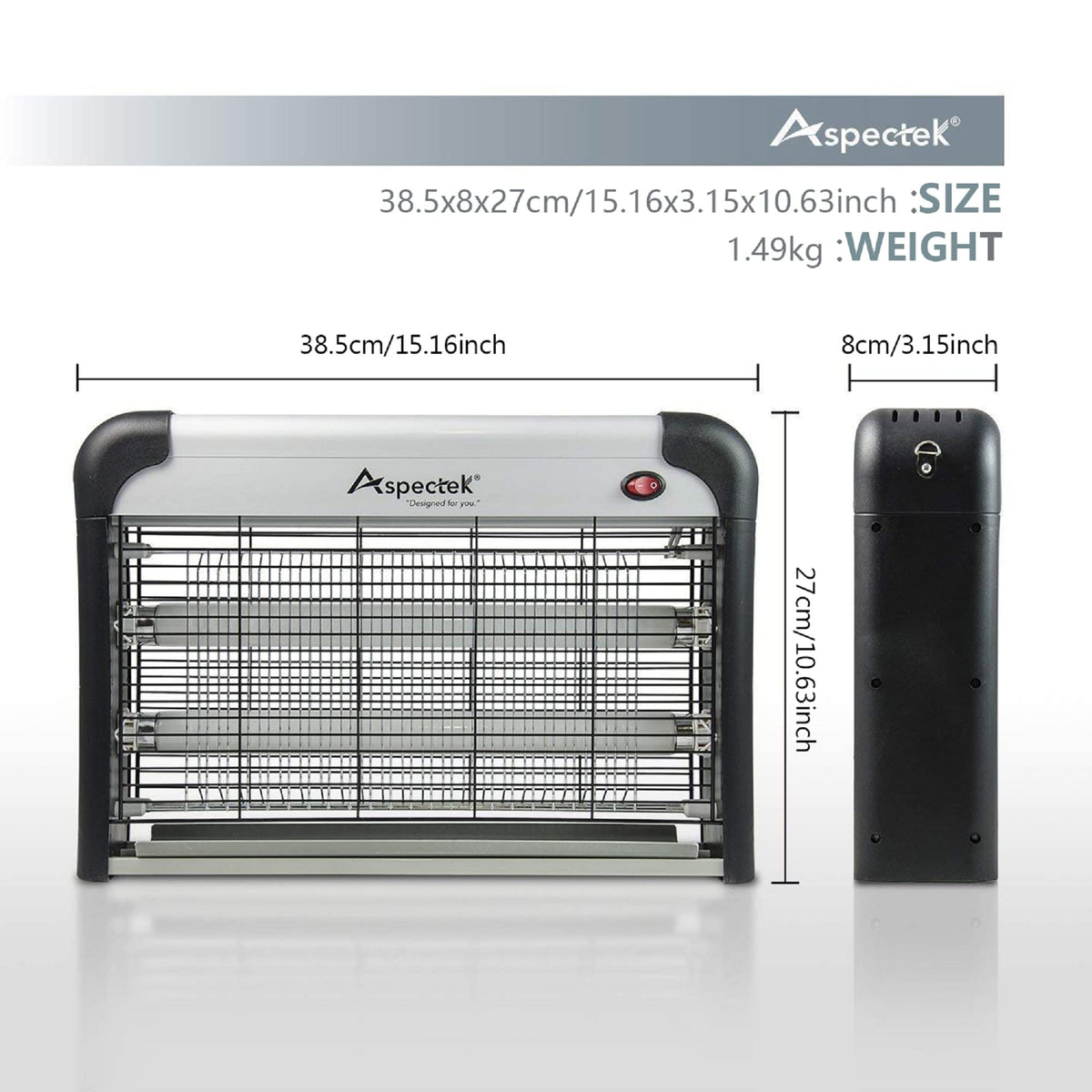 ASPECTEK Bug Zapper detachable tray for quick, mess-free cleaning