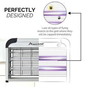 Aspectek Insect Killer 2-pack bulbs beside the device for easy replacement