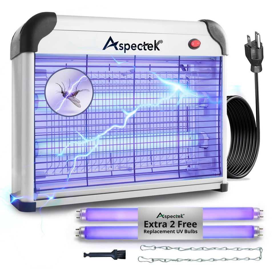 ASPECTEK bug zapper front view for indoor spaces and plug-in setup