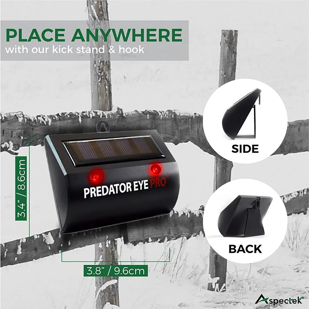 ASPECTEK Predator Eye Pro coverage area illustrating broad night-time reach.