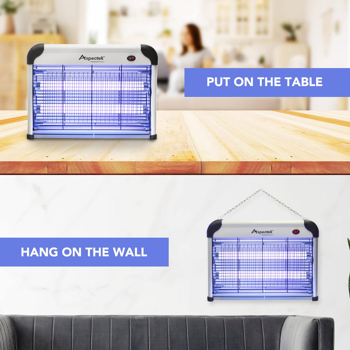 ASPECTEK removable tray and self-cleaning grid for easy maintenance