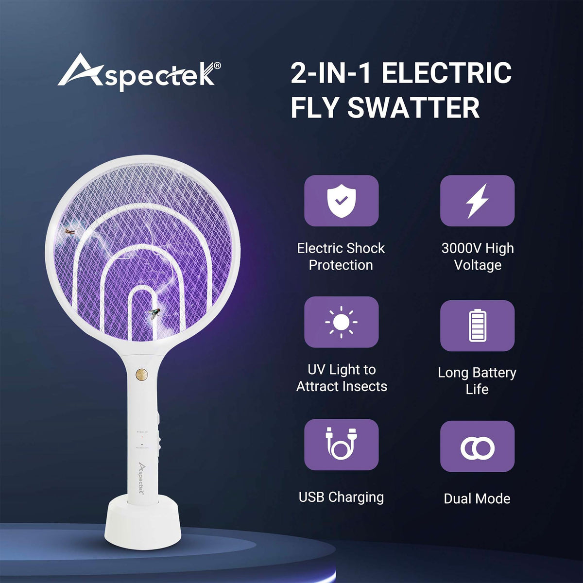 Aspectek two-in-one mosquito zapper in action for versatile pest control.