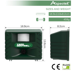 ASPECTEK Yard Sentinel 2Pack extension cord enables flexible outdoor installation.