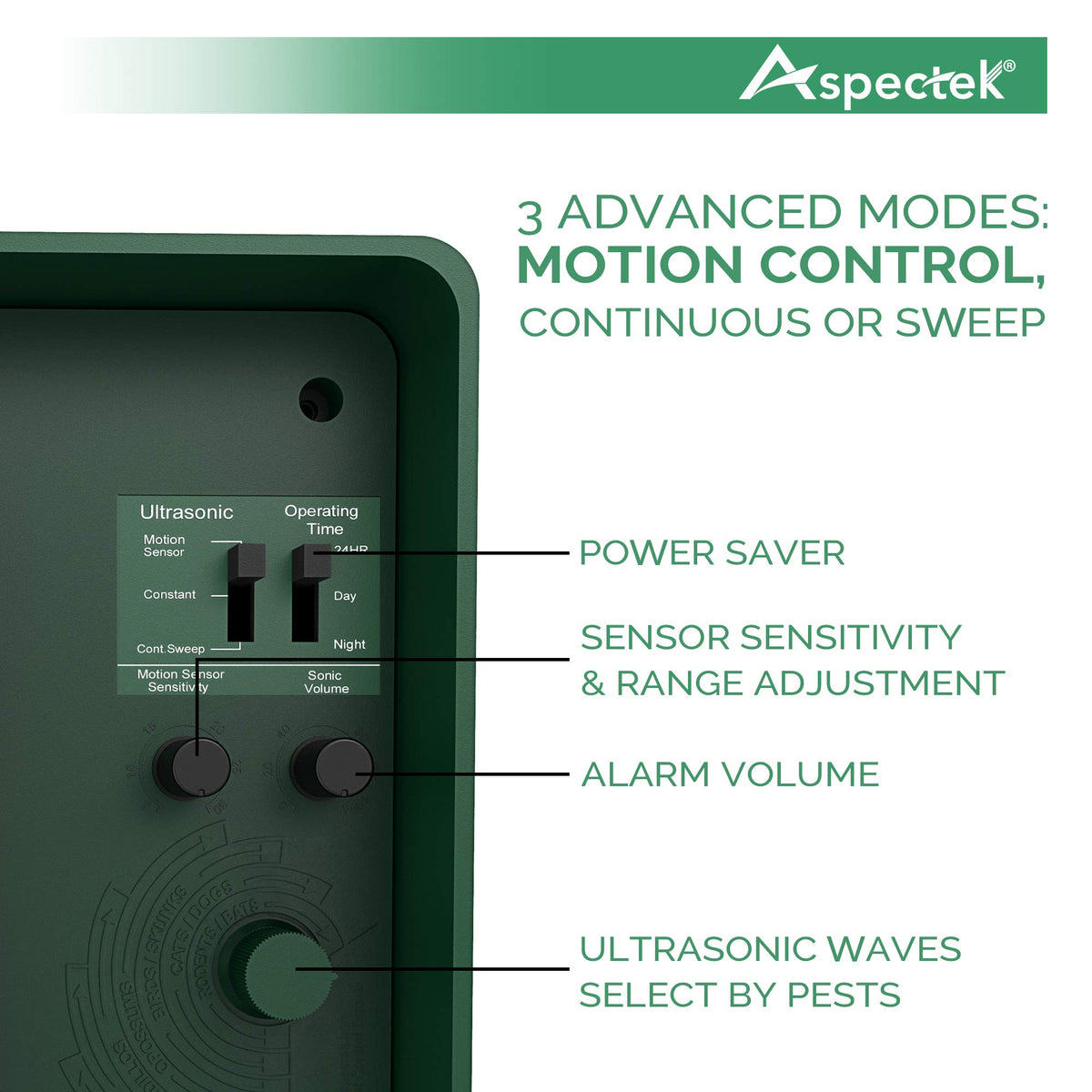 ASPECTEK Yard Sentinel weatherproof design withstands all-season outdoor use.