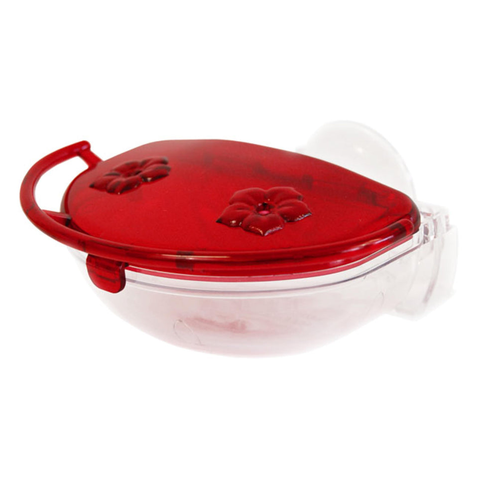 Aspects Gem Window Hummingbird Feeder front view shows easy viewing of visiting birds