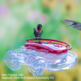 Aspects Gem Window Hummingbird Feeder nectar port closeup shows two raised ports