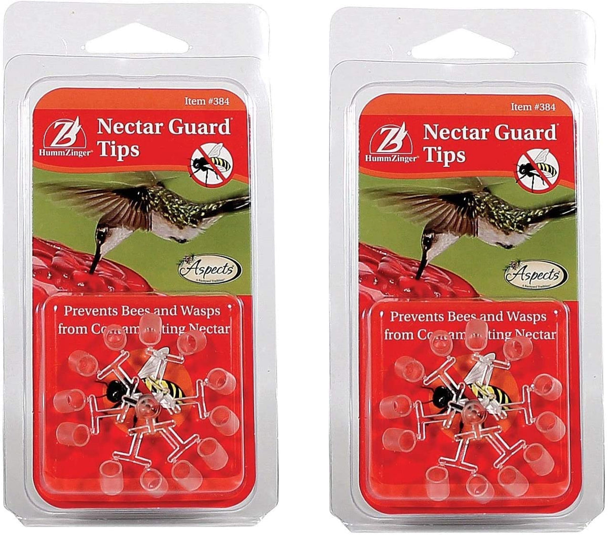 Aspects Hummzinger Nectar Guard Tip attached to feeder port