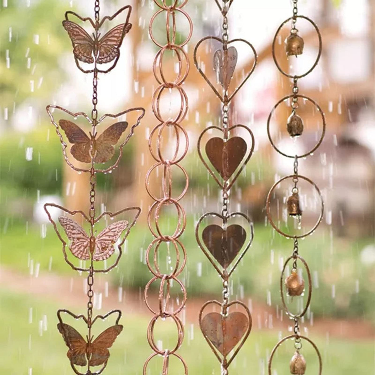 Asrnten convinced8 heart style rain chain adds charm and functional water flow.