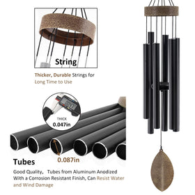 ASTARIN all-metal wind chime with powder-coated tubes withstands weather.