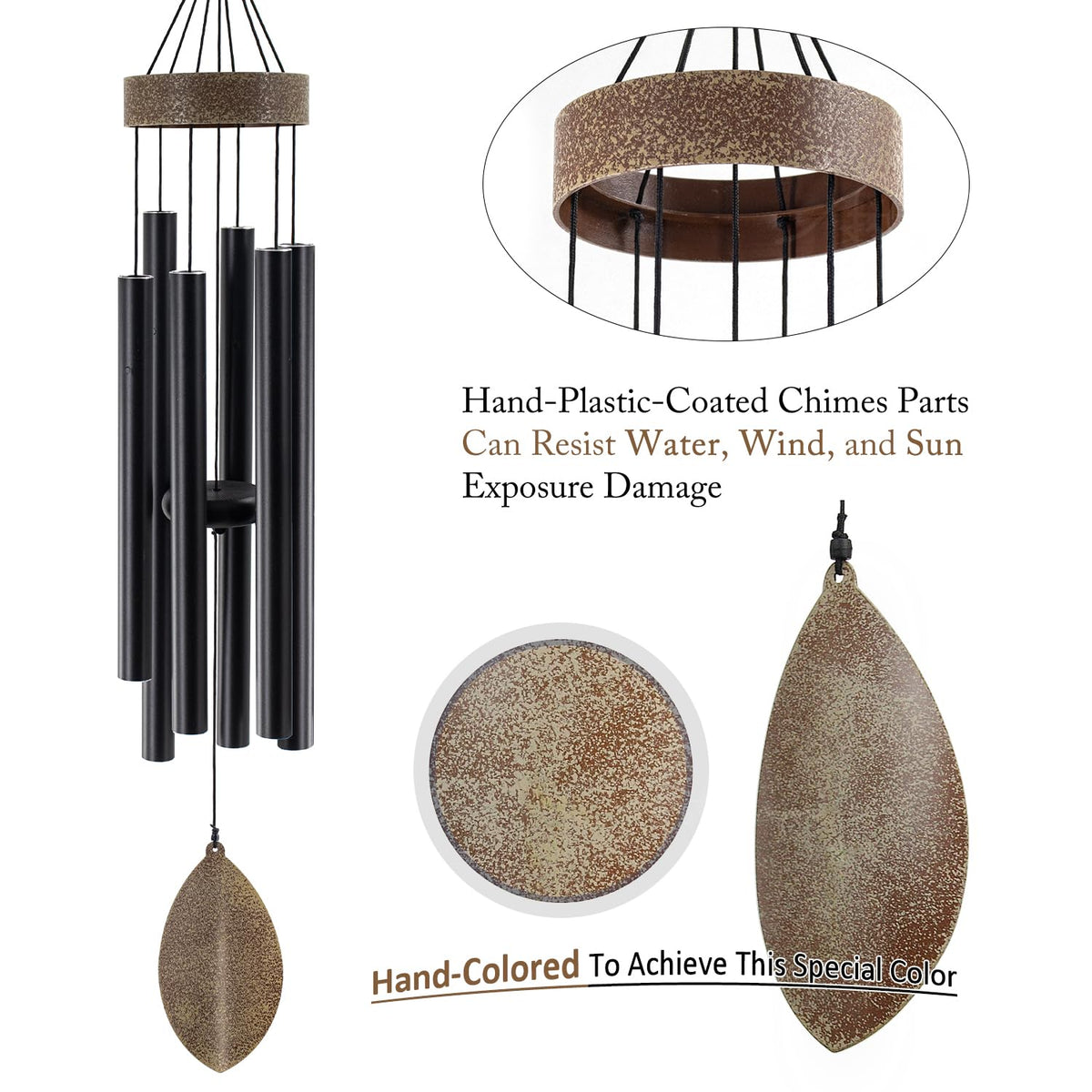 ASTARIN deep-tone wind chime with six aluminum tubes for soothing outdoor sound.