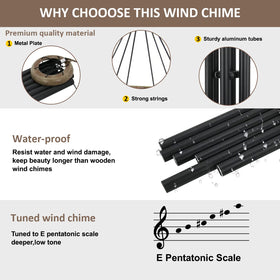 ASTARIN wind chime with leaf-shaped wind catcher adds natural charm.