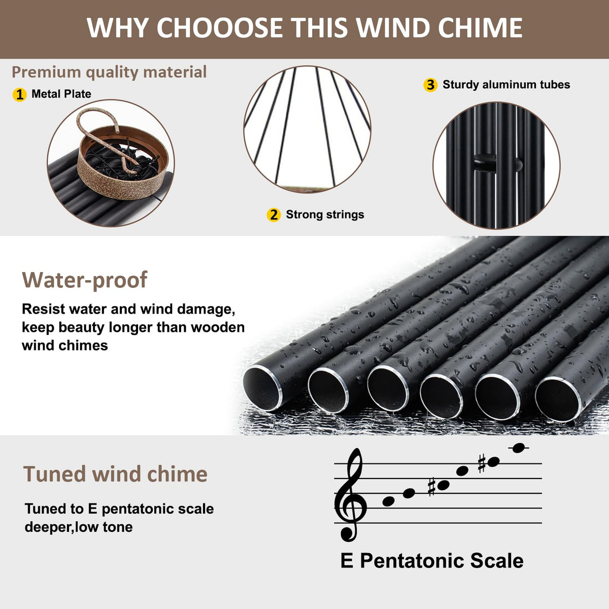 ASTARIN pentatonic-scale wind chime delivers calm melody in every breeze.