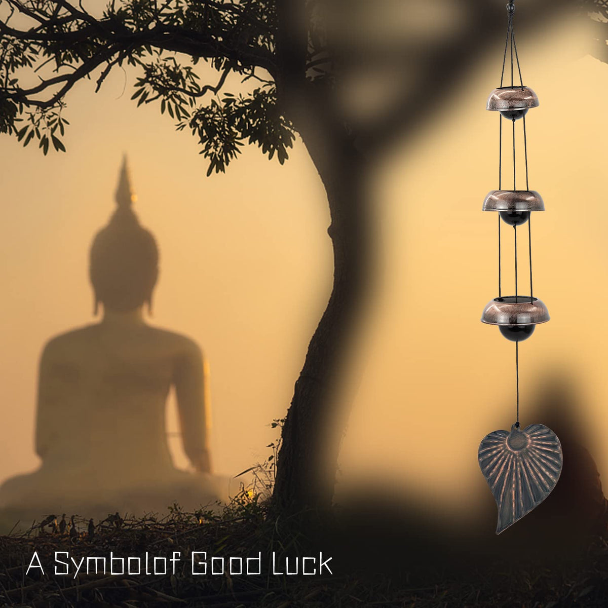 ASTARIN cooper leaf wind chime bells detail with soft, melodic tones.