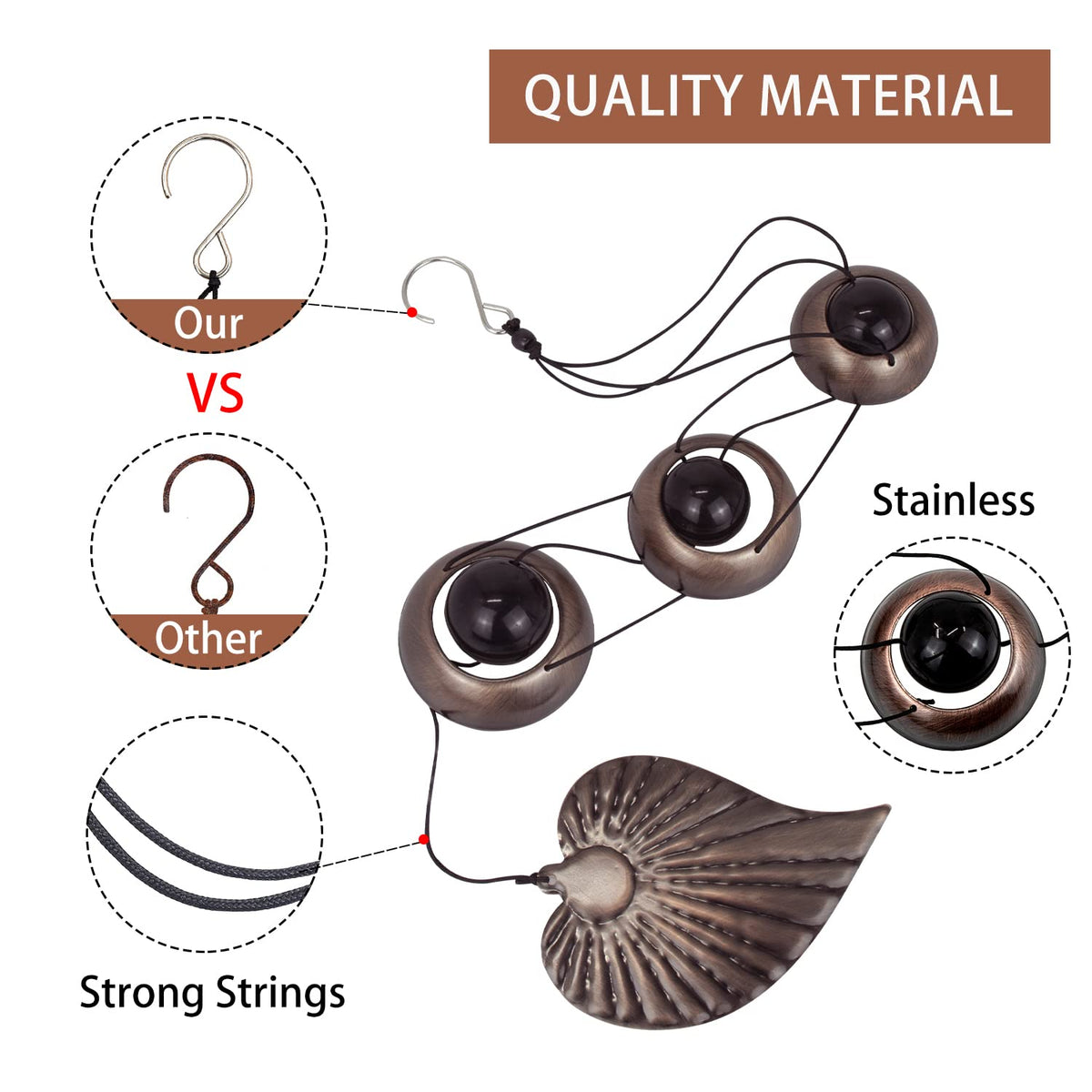 ASTARIN wind chime hanging ring highlights durable copper alloy construction.