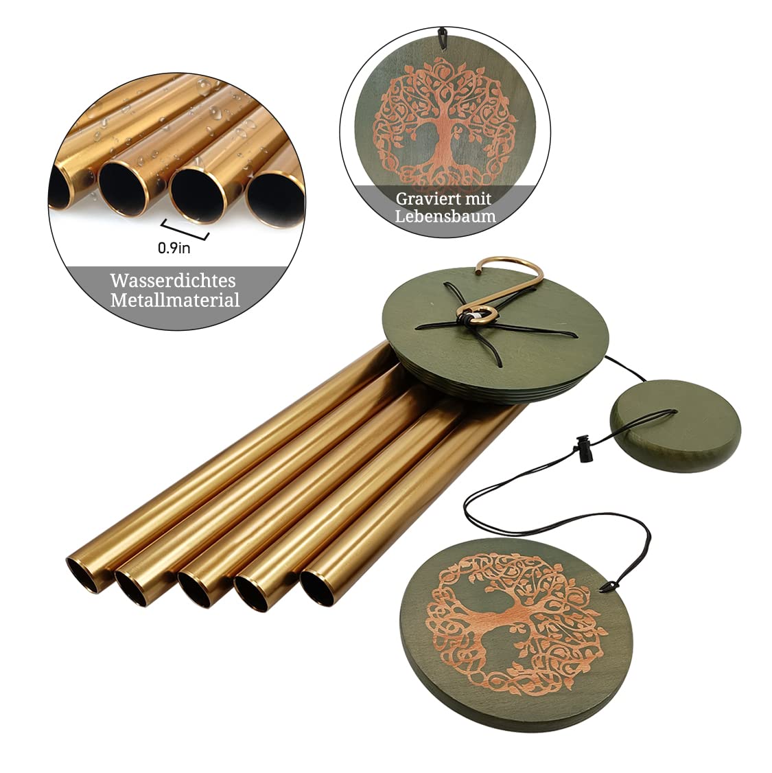ASTARIN tree of life engraving windcatcher adds sunlit focal point.