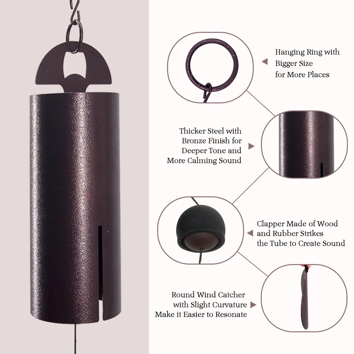 ASTARIN wind bell for patio decor with bronze finish adds refined curb appeal.
