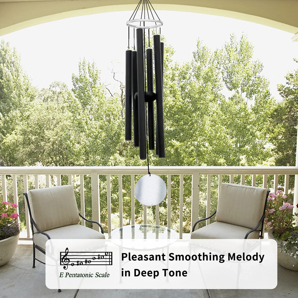 ASTARIN wind chimes tuned for deep tone using durable cord